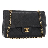 【原宿店限定】シャネル CHANEL ショルダーバッグ マトラッセ25 ダブルフラップ チェーン ラムスキン ブラック ゴールド レディース BA9001SAM