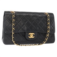 【原宿店限定】シャネル CHANEL ショルダーバッグ マトラッセ25 ダブルフラップ チェーン ラムスキン ブラック ゴールド レディース BA9002SAV