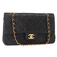 【原宿店限定】シャネル CHANEL ショルダーバッグ マトラッセ25 ダブルフラップ チェーン ラムスキン ブラック ゴールド レディース BA9003SAV