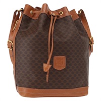 【原宿店限定】セリーヌ CELINE ショルダーバッグ マカダムキャンバス PVCレザー ブラウン ゴールド レディース yk20076V