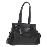 【原宿店限定】プラダ PRADA ショルダーバッグ レザー ブラック シルバー BR3250 レディース yk20080V