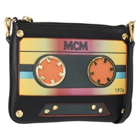 【原宿店限定】エム・シー・エム MCM ショルダーバッグ レザー ブラック ゴールド レディース 157161