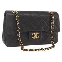 【原宿店限定】シャネル CHANEL マトラッセ 25 ショルダーバッグ ダブルフラップ チェーン ラムスキン ブラック ゴールド レディース 157061SAV