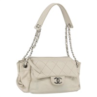 【原宿店限定】シャネル CHANEL ショルダーバッグ マトラッセ チェーン レザー アイボリー シルバー レディース 157281SAV