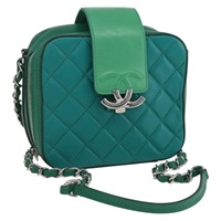 【原宿店限定】シャネル CHANEL ショルダーバッグ マトラッセ チェーン レザー グリーン シルバー レディース 157403SAM