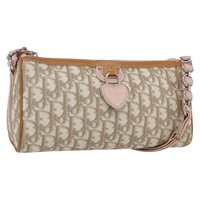 【原宿店限定】クリスチャンディオール Christian Dior ショルダーバッグ トロッター ロマンティック PVC ベージュ シルバー レディース 157409SAV