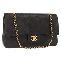 【原宿店限定】シャネル CHANEL ショルダーバッグ マトラッセ25 ダブルフラップ チェーン ラムスキン ブラック ゴールド レディース 158894SAV