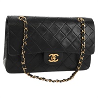 【原宿店限定】シャネル CHANEL ショルダーバッグ マトラッセ25 ダブルフラップ チェーン ラムスキン ブラック ゴールド レディース 158003SAV
