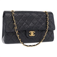 【原宿店限定】シャネル CHANEL ショルダーバッグ マトラッセ25 ダブルフラップ チェーン ラムスキン ネイビー ゴールド レディース 158857SM
