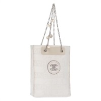 【原宿店限定】シャネル CHANEL ショルダーバッグ チェーン ナイロン ホワイト シルバー レディース 159317SAM