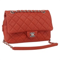 【原宿店限定】シャネル CHANEL ショルダーバッグ マトラッセ25 チェーン キャビアスキン レッド シルバー レディース 159440V