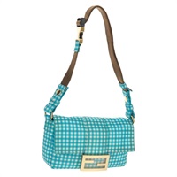 【原宿店限定】フェンディ FENDI マンマバゲット ショルダーバッグ ナイロン ライトブルー ゴールド レディース 158965V