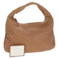 【原宿店限定】ボッテガヴェネタ BOTTEGAVENETA ショルダーバッグ イントレチャート ホーボー レザー ベージュ ゴールド レディース ep12467V