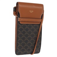 【原宿店限定】セリーヌ CELINE ショルダーバッグ トリオンフ マカダムキャンバス フォンポーチ PVC ブラック レディース 161191M