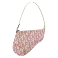 クリスチャンディオール Christian Dior ショルダーバッグ トロッターキャンバス サドル PVC ピンク シルバー レディース 156986V