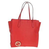 【原宿店限定】グッチ GUCCI トートバッグ インターロッキング レザー レッド ゴールド 353581 レディース am9922V