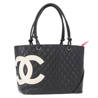 【原宿店限定】シャネル CHANEL トートバッグ カンボンライン レザー ブラック シルバー レディース 157122SAV