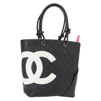 【原宿店限定】シャネル CHANEL トートバッグ カンボンライン レザー ブラック シルバー レディース 158676SAM