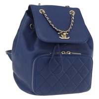 【原宿店限定】シャネル CHANEL バックパック マトラッセ キャビアスキン ブルー ゴールド レディース 157387SAM