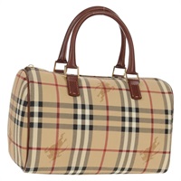 【原宿店限定】バーバリー BURBERRY ボストンバッグ ノバチェック PVCレザー ベージュ ゴールド レディース 156880V