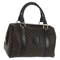 【原宿店限定】セリーヌ CELINE ボストンバッグ マカダムキャンバス ミニ PVC ブラック ゴールド レディース am9965V