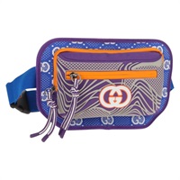 【原宿店限定】グッチ GUCCI ウエストバッグ ナイロン ブルー シルバー 752102 レディース BA8729V