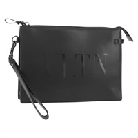 【原宿店限定】ヴァレンティノ VALENTINO クラッチバッグ レザー ブラック シルバー レディース BA8442V