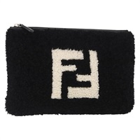【原宿店限定】フェンディ FENDI クラッチバッグ ウール ブラック シルバー レディース 157124V