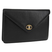 【原宿店限定】セリーヌ CELINE クラッチバッグ レザー ブラック ゴールド レディース ar13877V