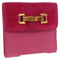 【原宿店限定】グッチ GUCCI 財布 バンブー スエード ピンク ゴールド 035 0959 1861 0 レディース yk20042V