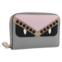 【原宿店限定】フェンディ FENDI コインケース レザー グレー ゴールド レディース am10262V