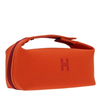 【原宿店限定】エルメス HERMES ポーチ コットン オレンジ シルバー レディース 94262S