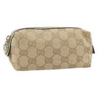 【原宿店限定】グッチ GUCCI ポーチ GGキャンバス ベージュ ゴールド 153228 レディース yk20044V