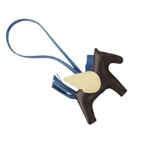 【原宿店限定】エルメス HERMES ロデオPM チャーム レザー ブラウン ブルー レディース BA8095M