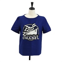 【原宿店限定】シャネル CHANEL 半袖Ｔシャツ コットン 36 ブルー レディース BA8669V