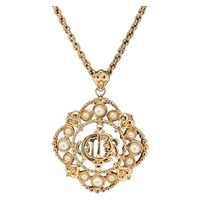 【原宿店限定】クリスチャンディオール Christian Dior ネックレス パールエンブレムネックレス メタル ゴールドトーン レディース 161155V