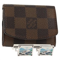 【原宿店限定】ルイ・ヴィトン LOUIS VUITTON ブトンドゥマンシェットカフス カフス ダミエ エベヌ クラシックカー Ag925 シルバー レディース 143055M