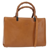 【原宿店限定】グッチ GUCCI ハンドバッグ バンブー レザー 2way ブラウン シルバー 002 1035 レディース 161783V
