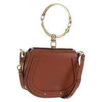 【原宿店限定】クロエ Chloe ハンドバッグ ナイル レザー 2way ブラウン ゴールド レディース 159883V