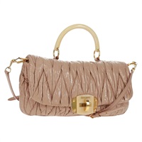 【原宿店限定】ミュウ ミュウ Miu Miu ハンドバッグ パテントレザー 2way ピンク ゴールド レディース am10466V