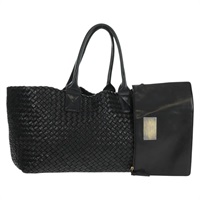 【原宿店限定】ボッテガヴェネタ BOTTEGAVENETA カバMM ハンドバッグ イントレチャート レザー ブラック 115664 レディース yk20170V