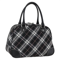 【原宿店限定】バーバリー BURBERRY ハンドバッグ ノバチェック ブルーレーベル ナイロン ブラック シルバー レディース 164966V