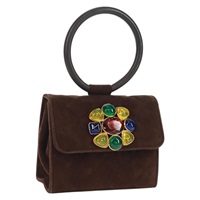 【原宿店限定】シャネル CHANEL グリポア ハンドバッグ マトラッセ スエード ブラウン ゴールド レディース 163367V