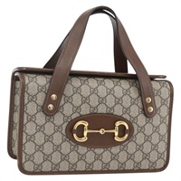 【原宿店限定】グッチ GUCCI ハンドバッグ GGスプリーム ホースビット PVC ゴールド ベージュ 627323 レディース ka1576M