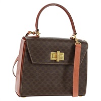 【原宿店限定】セリーヌ CELINE ハンドバッグ マカダムキャンバス PVCレザー 2way ブラウン ゴールド レディース SW1948V