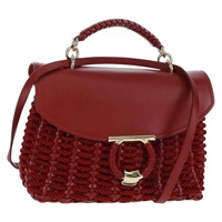 【原宿店限定】サルヴァトーレフェラガモ Salvatore Ferragamo ハンドバッグ ガンチーニ レザー 2way レッド ゴールド レディース 166355M