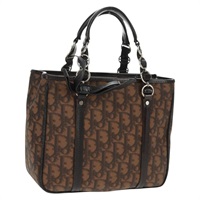 【原宿店限定】クリスチャンディオール Christian Dior ハンドバッグ チェーン トロッターキャンバス PVC ブラウン シルバー レディース am10565V