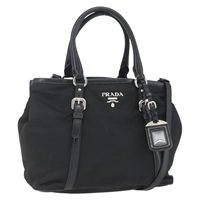 【原宿店限定】プラダ PRADA ハンドバッグ ナイロン 2way ブラック シルバー レディース ka1605V