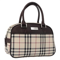 【原宿店限定】バーバリー BURBERRY ハンドバッグ ノバチェック ナイロン ベージュ シルバー レディース ka1615V