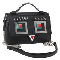 【原宿店限定】フェンディ FENDI ダブルマイクロバゲット ハンドバッグ チェーン レザー 2way ブラック ベージュ レディース ka1695M